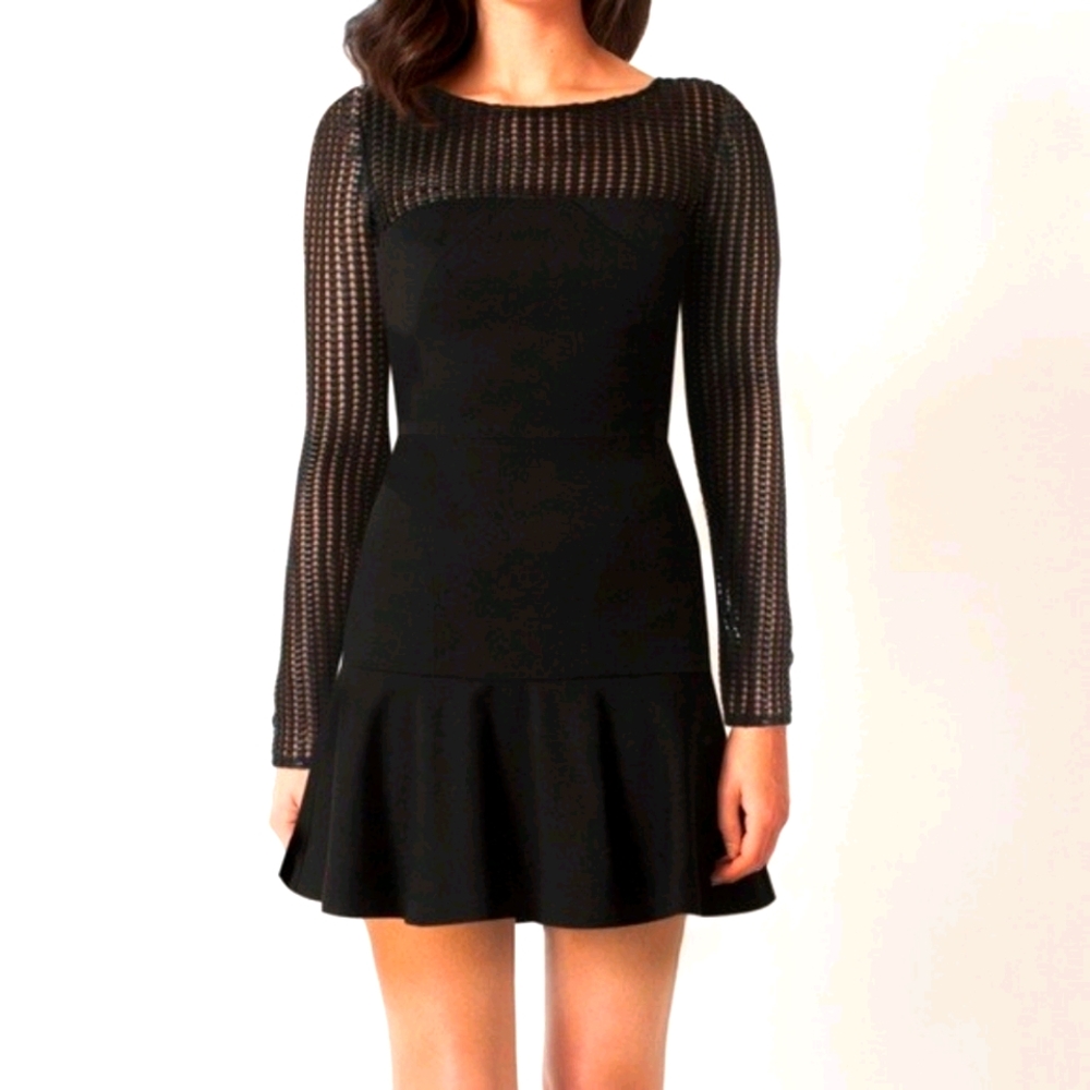 Black Halo Bryn mesh sleeve mini dress size 2 NWT